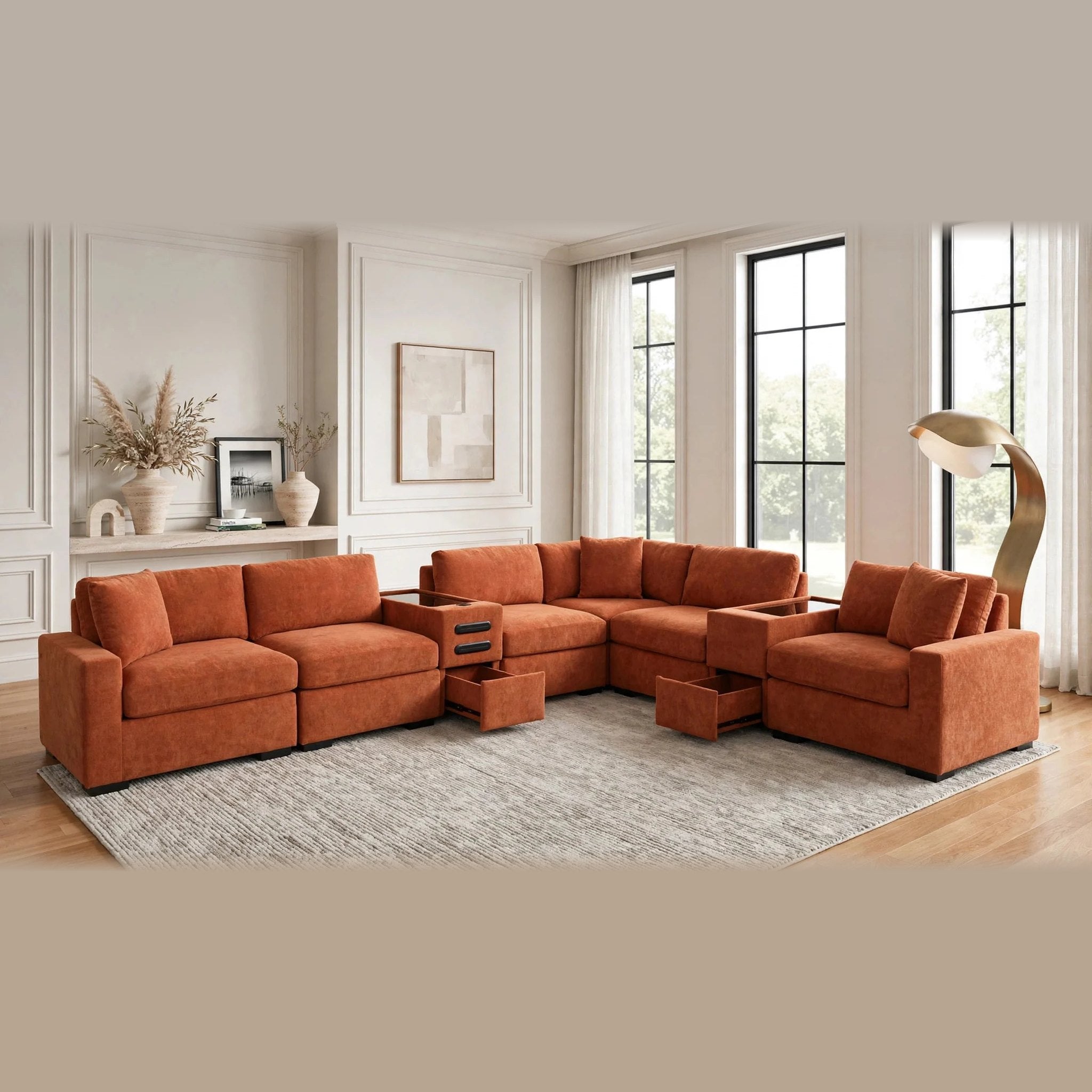 Barista sectional - rust